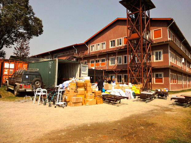 Unpacking the container in Nepal