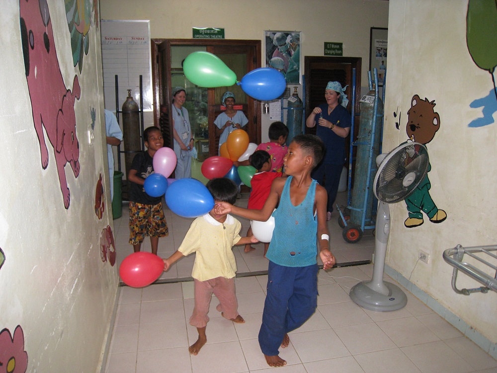 Cambodian heart patients with balloons
