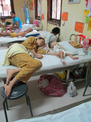 Cambodian heart patient sleeping