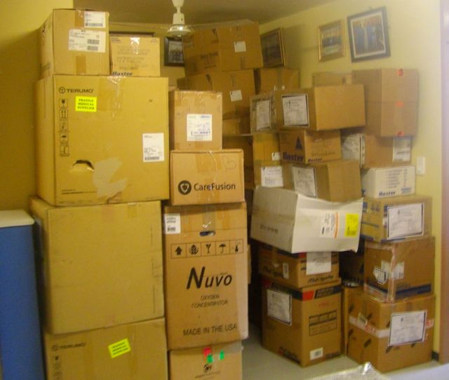 Boxes in Tona ready to be unpacked
