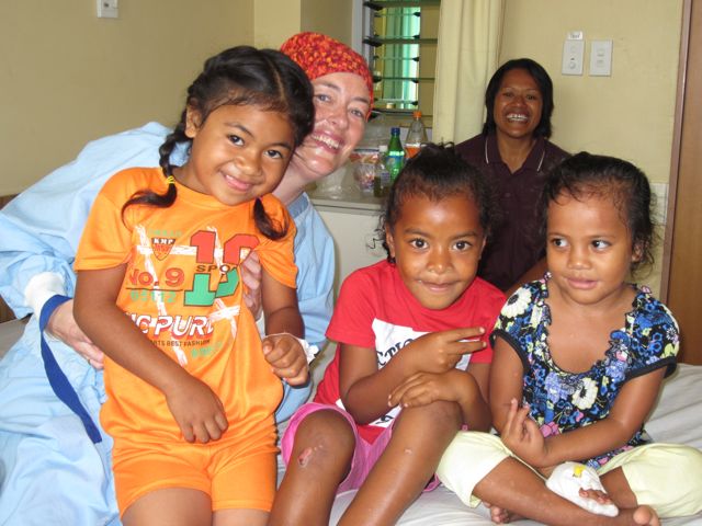 Happy cardiac patients in Tonga after surgery