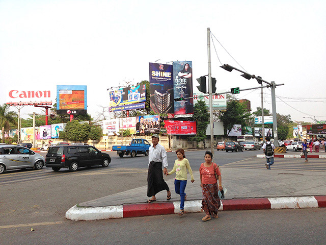Busy Yangon Street Myanmar