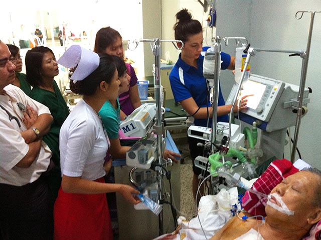instructing the local ICU team Myanmar